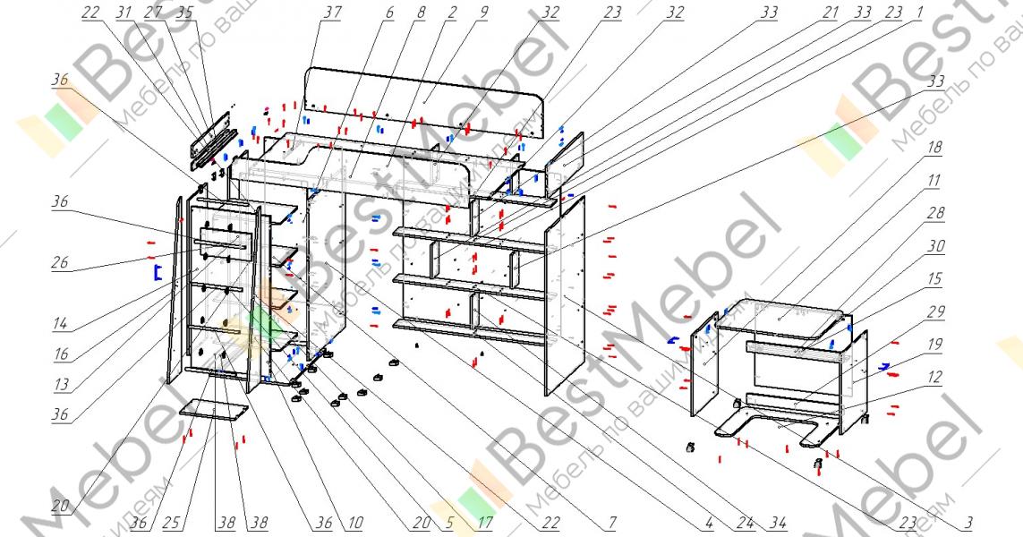 Кровать чердак бриз 1 схема сборки