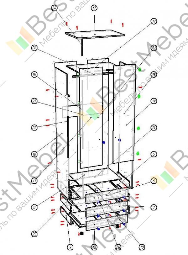 Шкаф купе пионер схема сборки