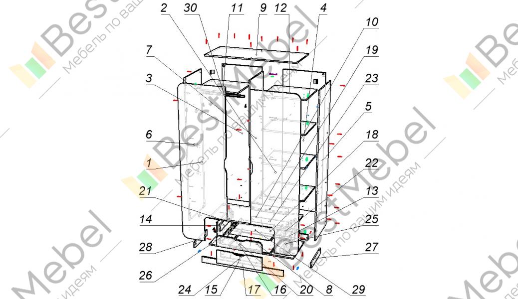 Схема сборки распашного шкафа