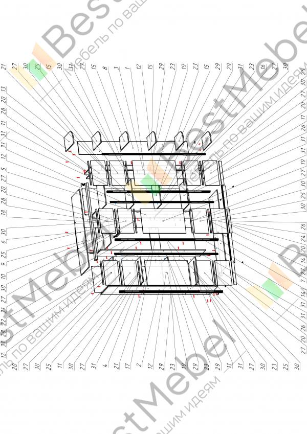 Схема сборки шкафа купе 3 дверный маэстро