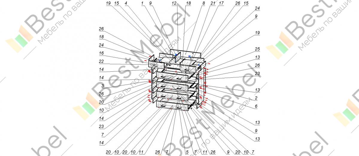Схема сборки комода к 6