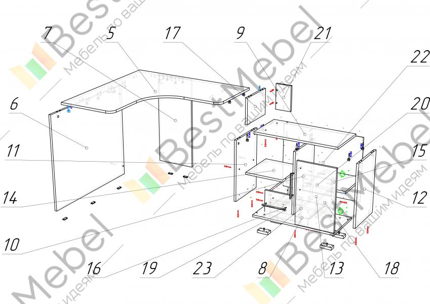 Компьютерный стол ск 17 схема сборки