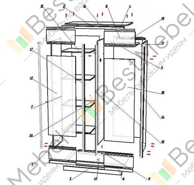 Схема сборки шкафа купе 2 дверный версаль