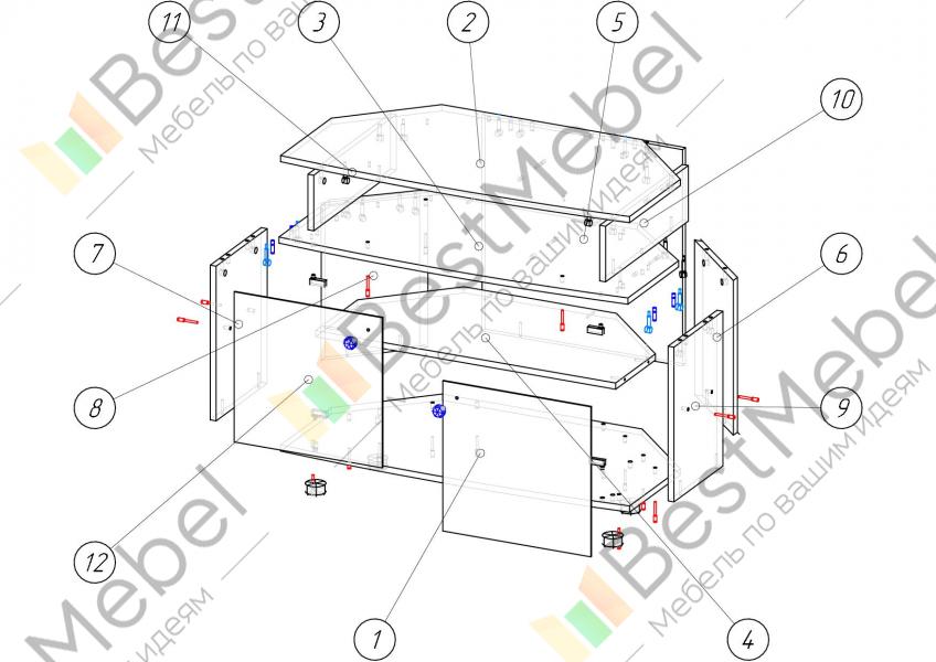 Тумба под телевизор угловая схема