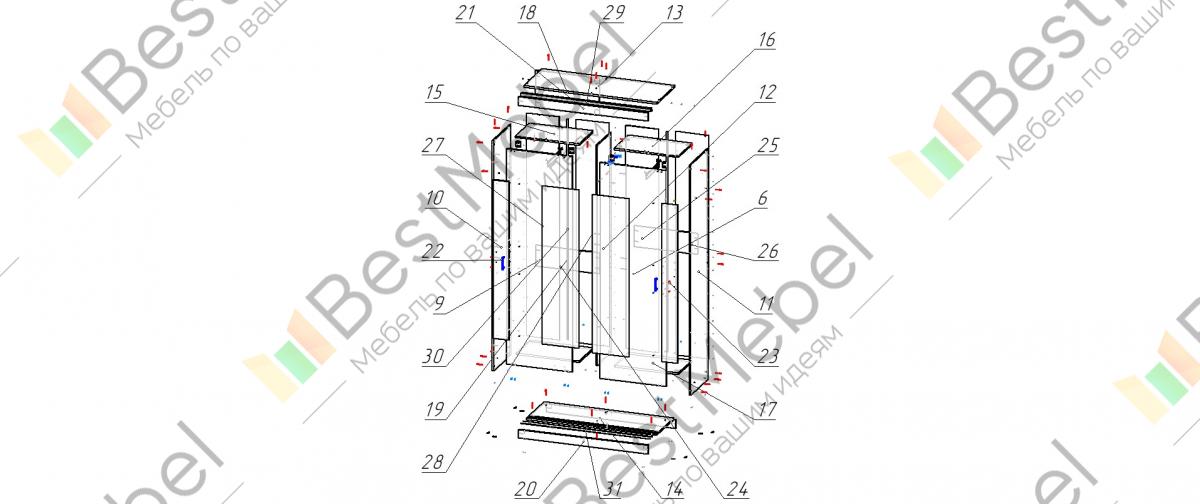 Схема сборки шкафа купе элегант
