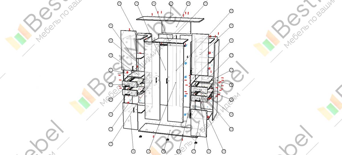 Схема шкафа платяного шкафа