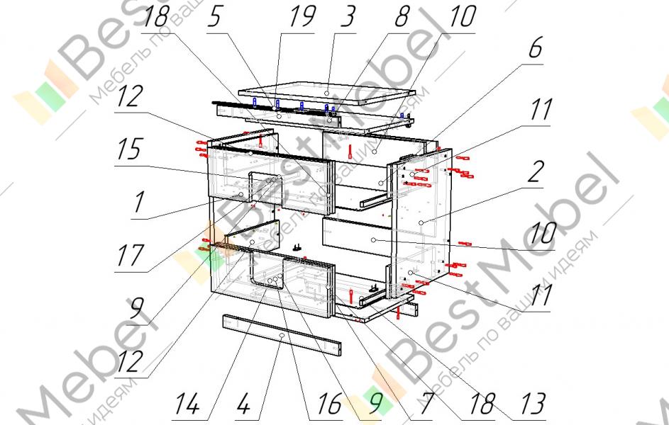 Прикроватная тумбочка с подсветкой nina bms