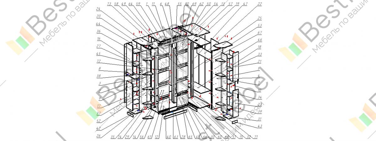 Схема сборки шкафа купе версаль