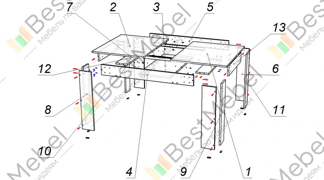 Стеклянный стол F-651 110x55 см прозрачный/хром