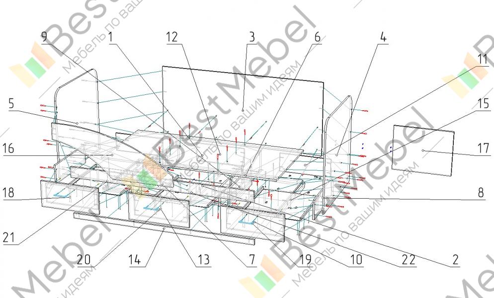 Схема сборки кровати дельфин