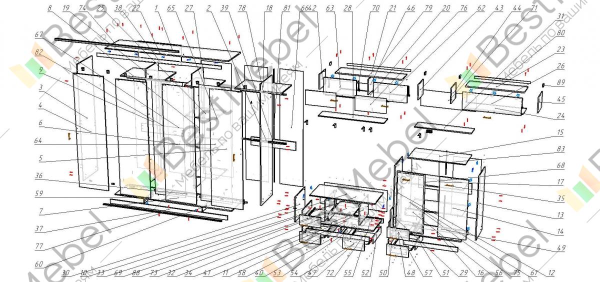 Схема сборки шкафа купе феникс