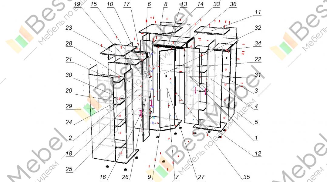Угловой шкаф схема сборки с одной дверью
