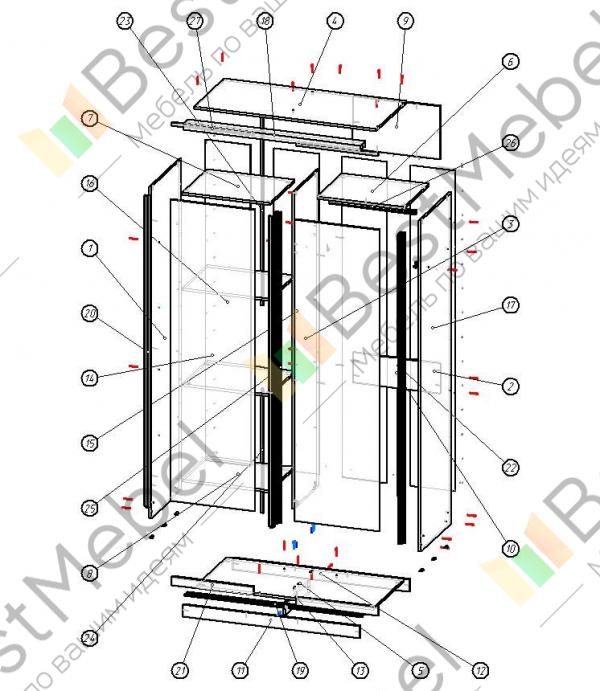 Схема сборки шкафа купе 2 дверный версаль