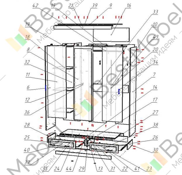 Схема сборки шкафа купе феникс