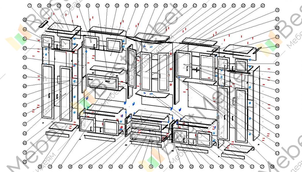 Схема сборки мебельной стенки
