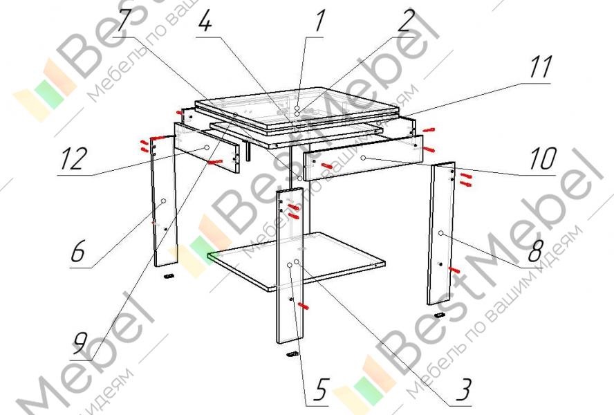 Схема чертеж журнальный столик