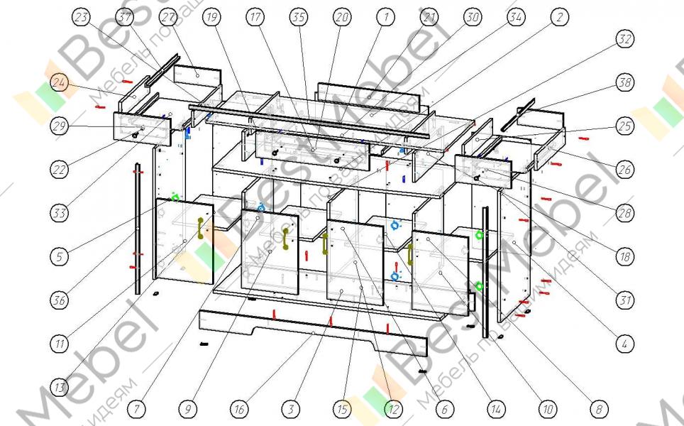 Схема сборки комода стенворд