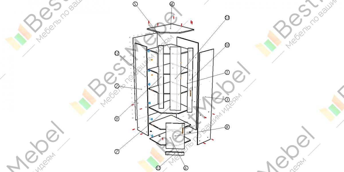 Схема сборки шкаф угловой универсальный