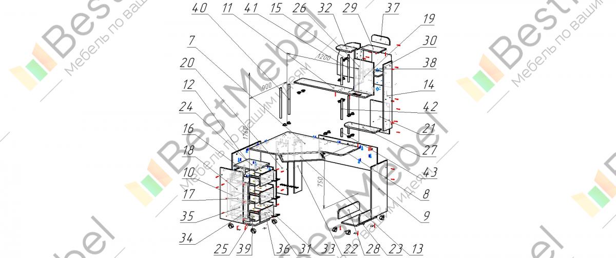 Схема сборки компьютерного стола ск 34