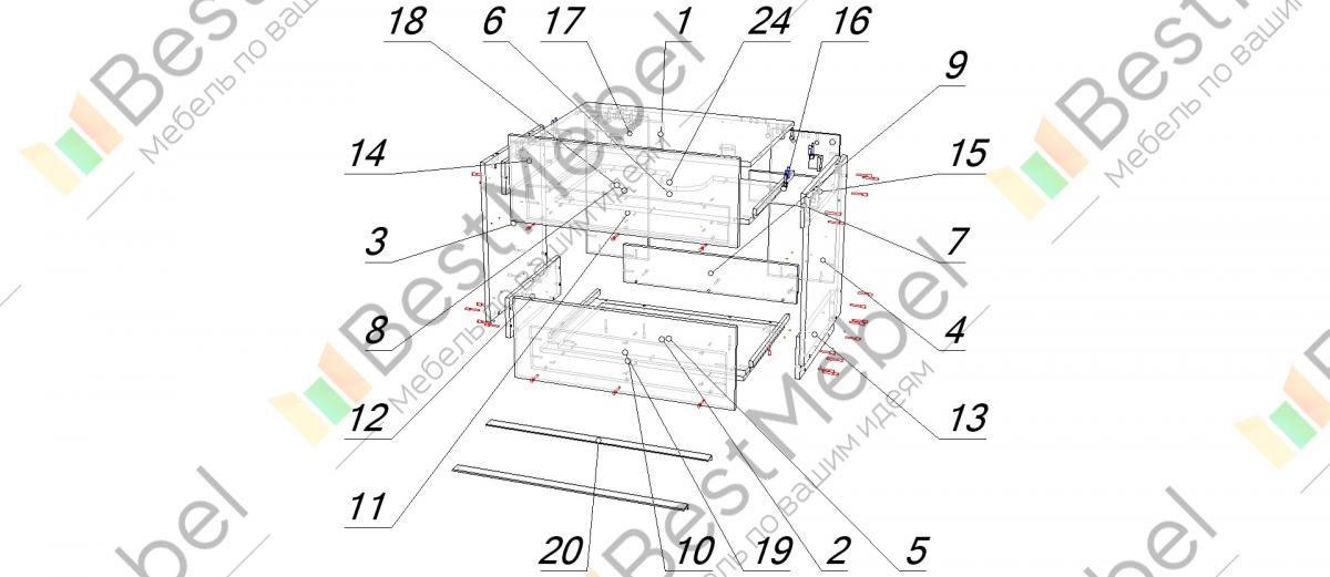 Схема сборки тумбы палермо 75