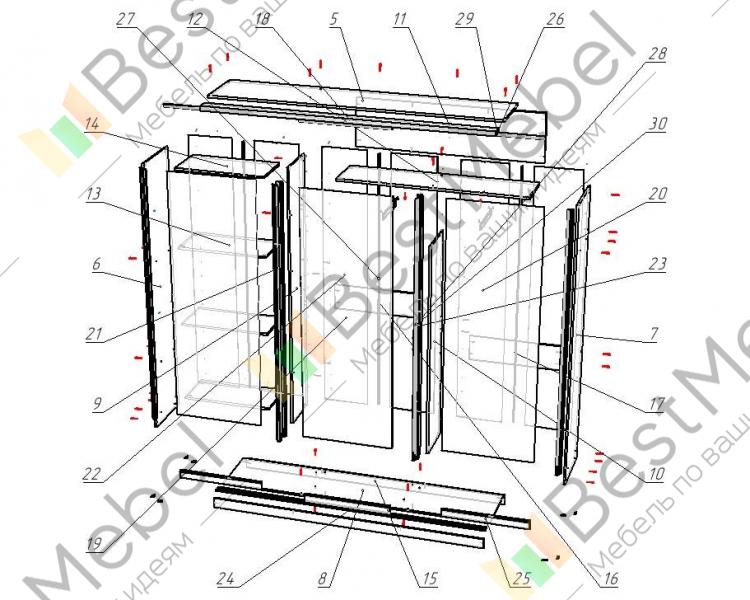 Шкаф фиеста 4 створчатый схема сборки