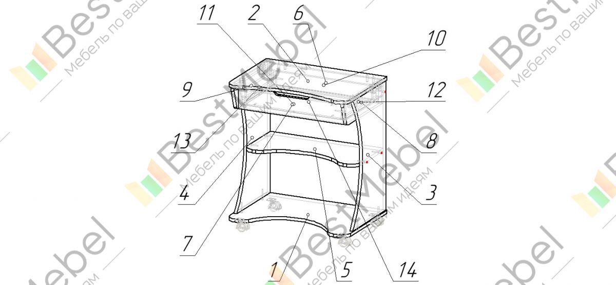 Схема сборки письменного стола 1