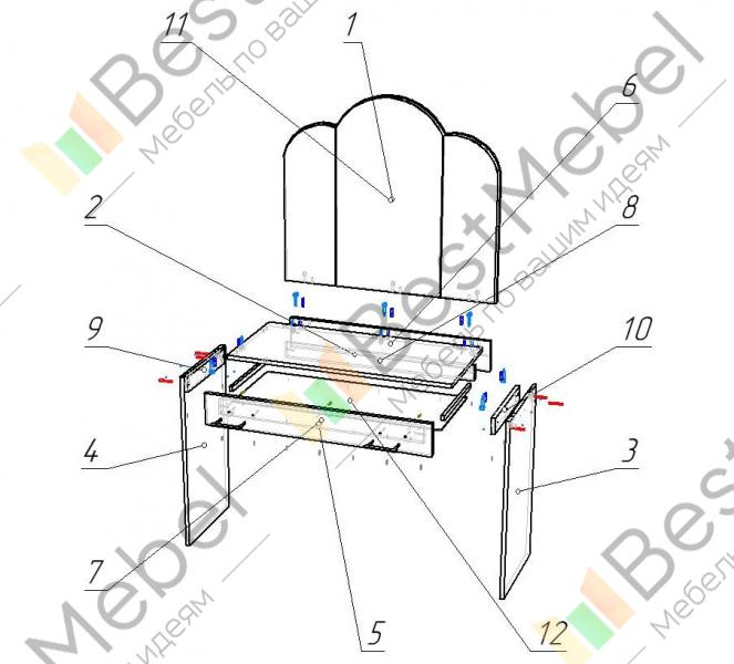 Стол туалетный с зеркалом сакура схема сборки