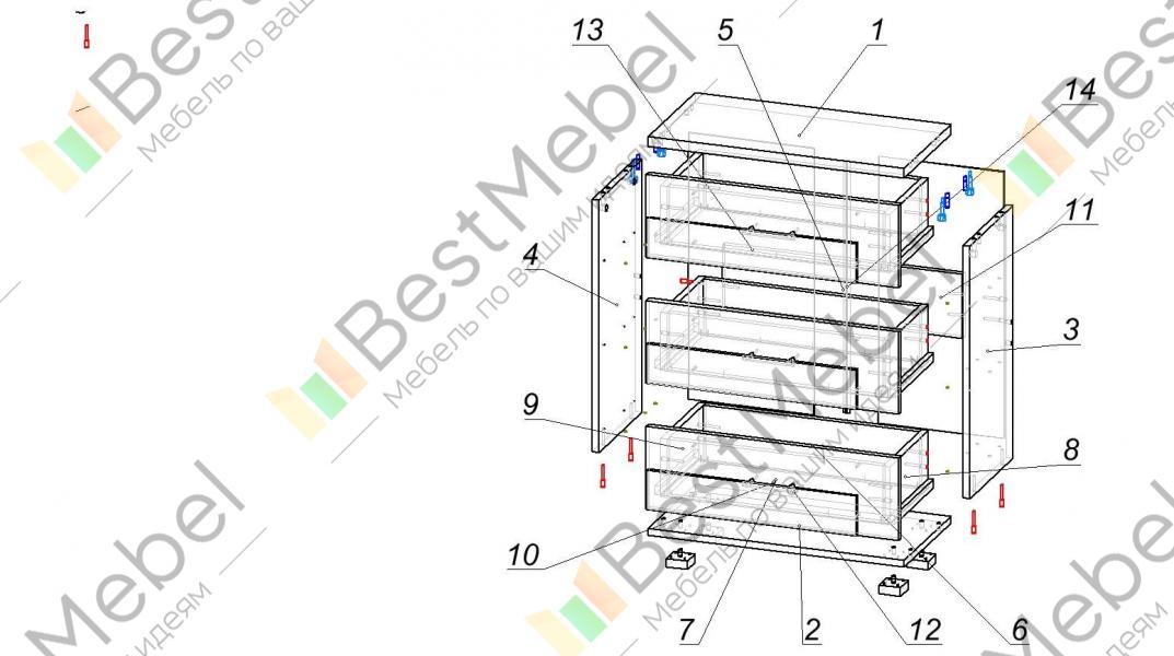 Гамма 20 комод 3 ящика двухстворчатый схема сборки