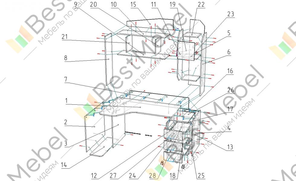 Компьютерный стол ск 17 схема сборки