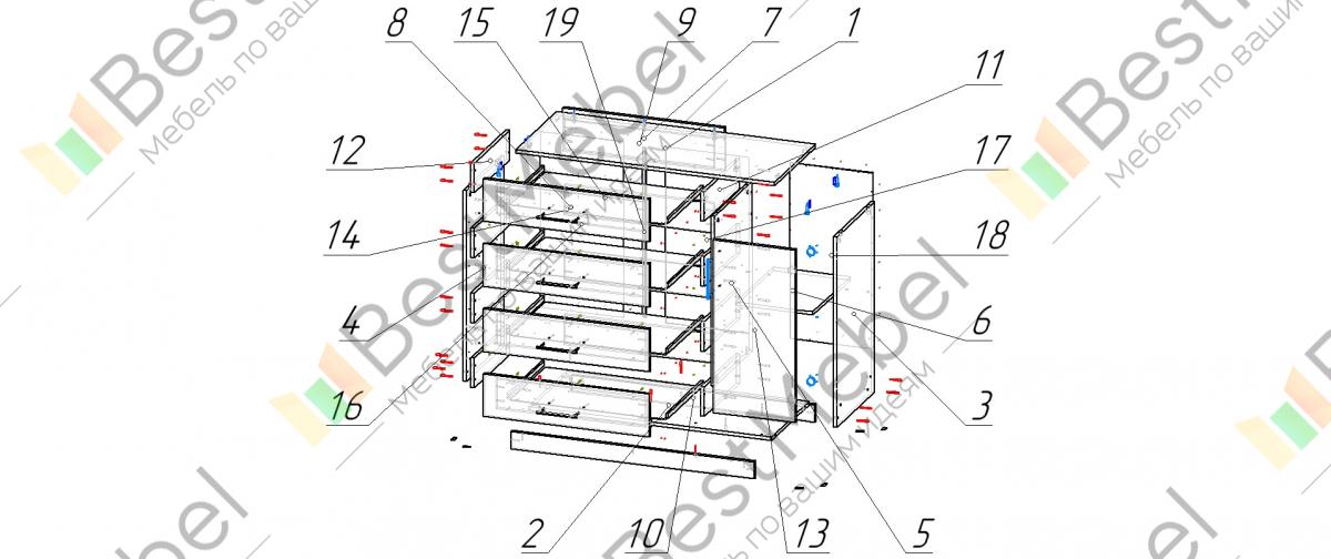 Сборка комода 4 ящика