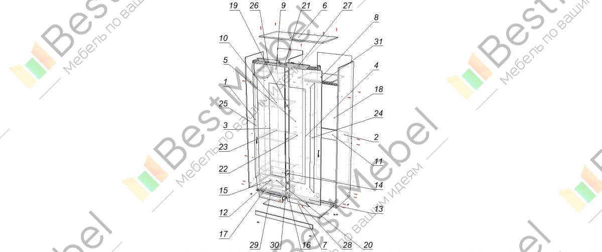 Схема сборки шкафа купе элегант