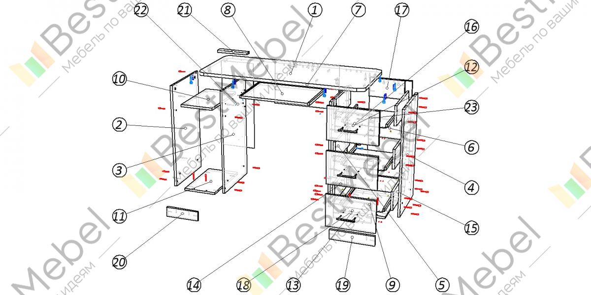 Стол компьютерный 1 миф схема сборки