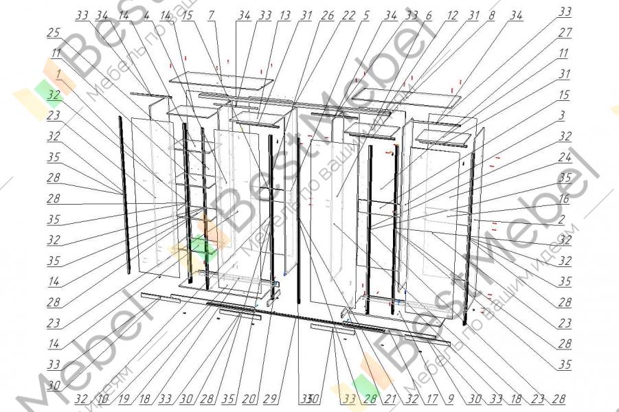 Схема сборки шкафа купе версаль