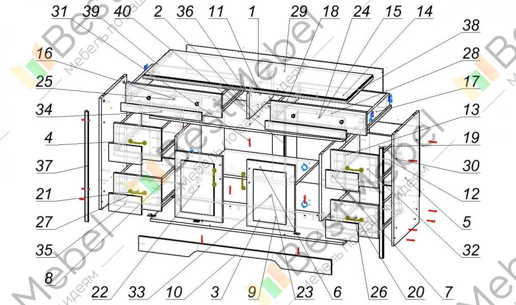 Схема сборки комода стенворд