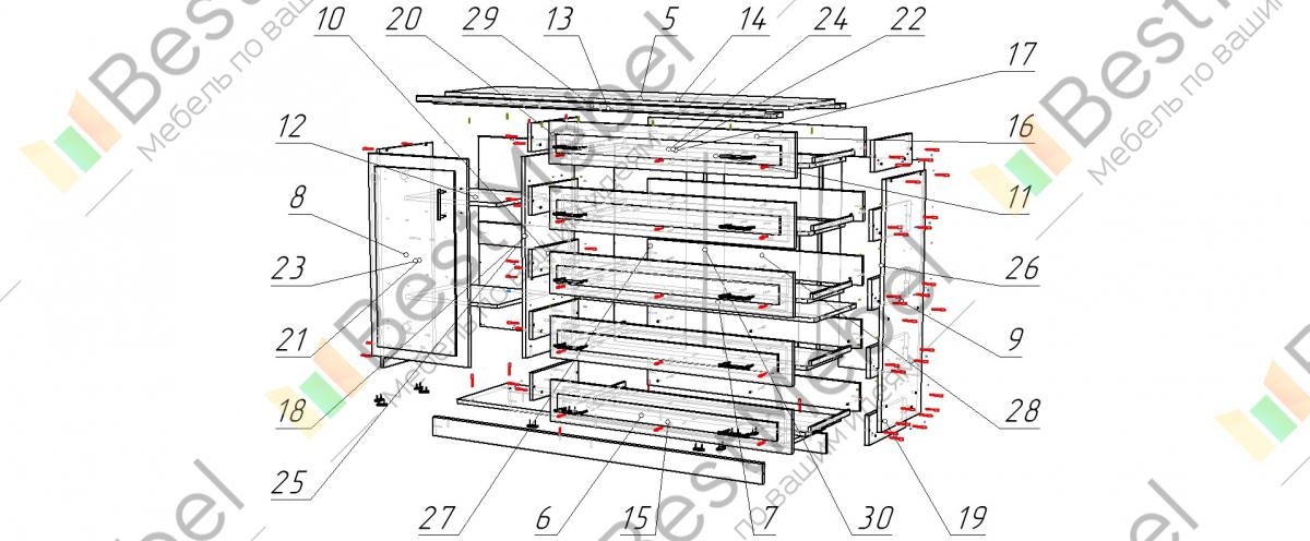 Схема сборки комода к 6 фото - OrangMebel.ru