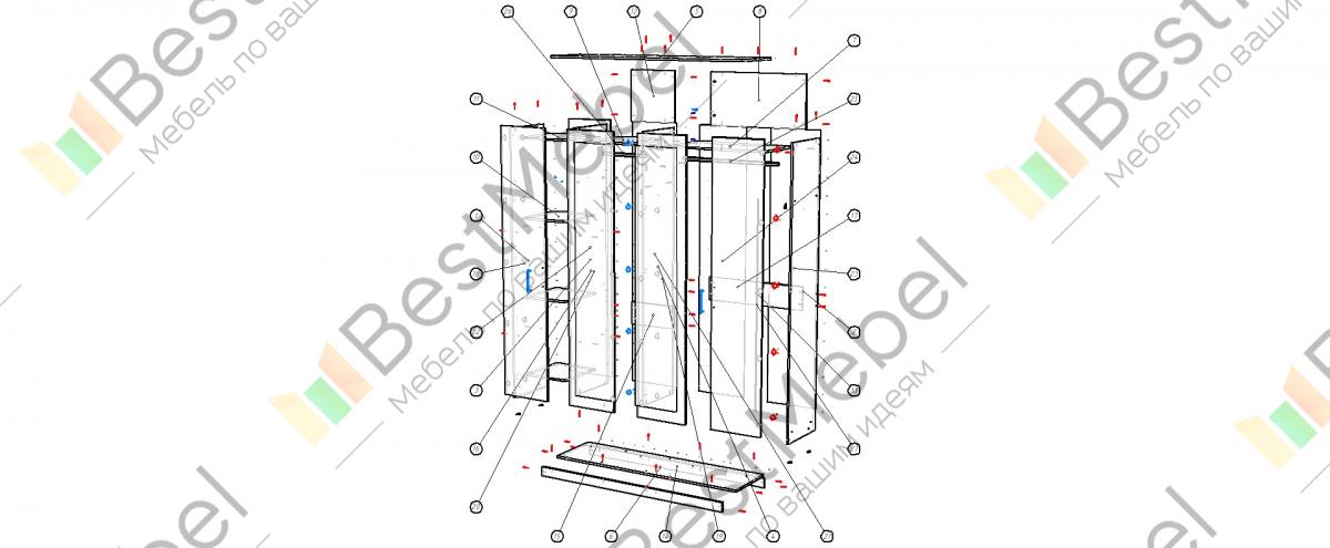 Схема сборки распашного шкафа