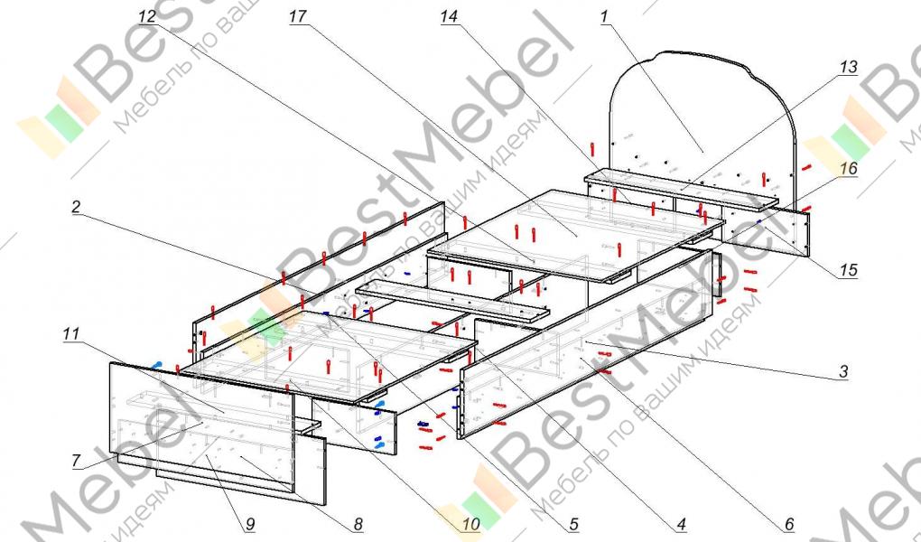 Схема сборки кровати из дсп