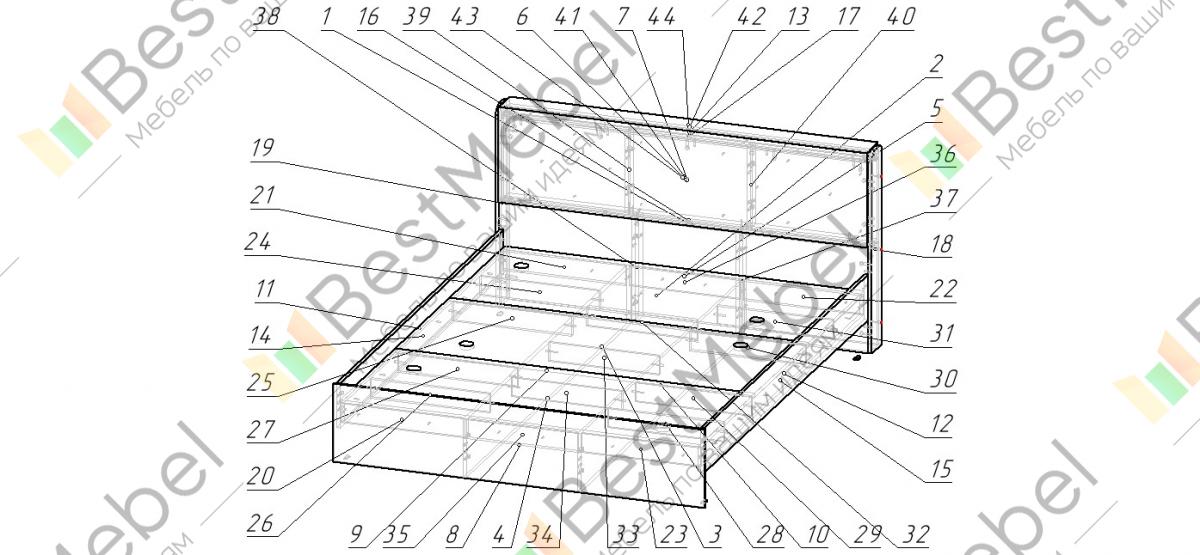 Схема сборки кровати миа