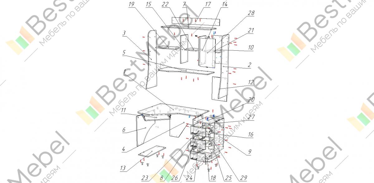 Стол компьютерный 1 миф схема сборки