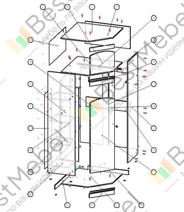 Схема сборки шкаф угловой белла