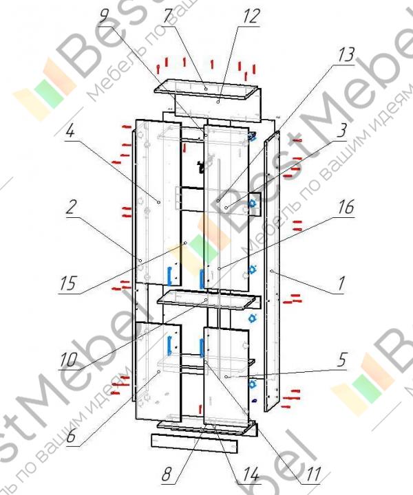 Сборка шкафа с распашными дверями