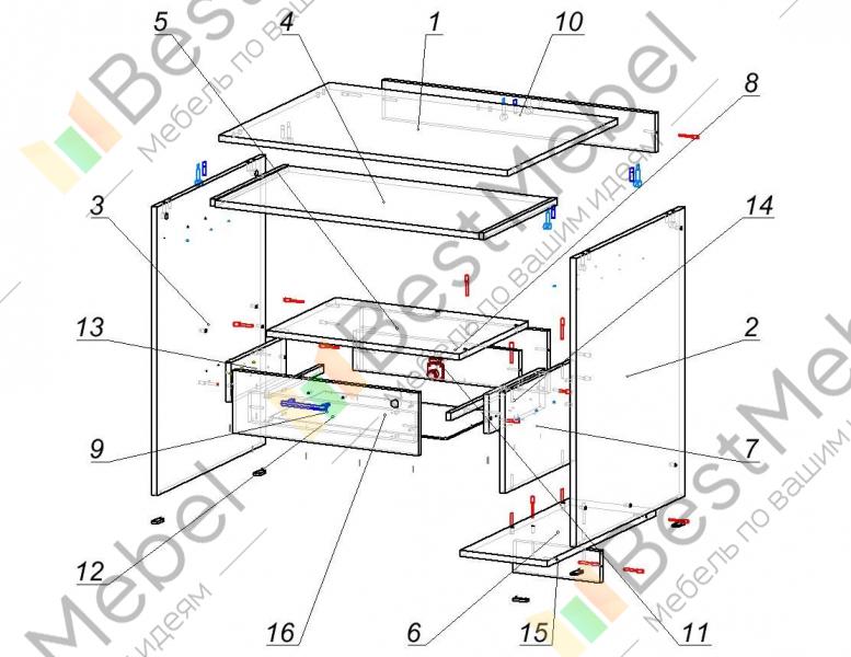 Схема сборки компьютерного стола ск 5