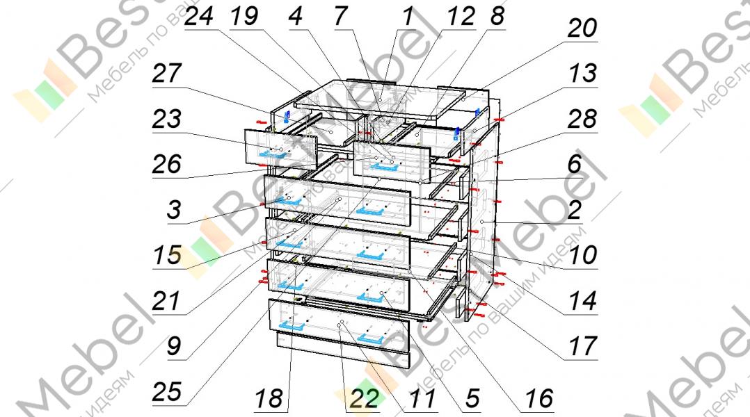 Инструкция по сборке комода с 5 ящиками