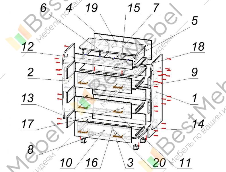 Инструкция по сборке комода с 3 ящиками