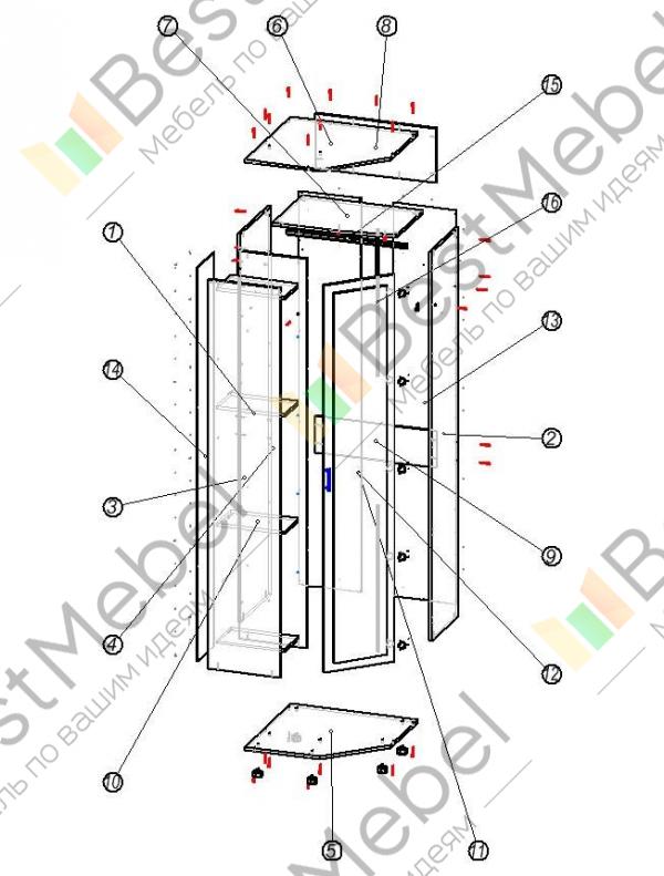 Схема сборки шкаф угловой белла