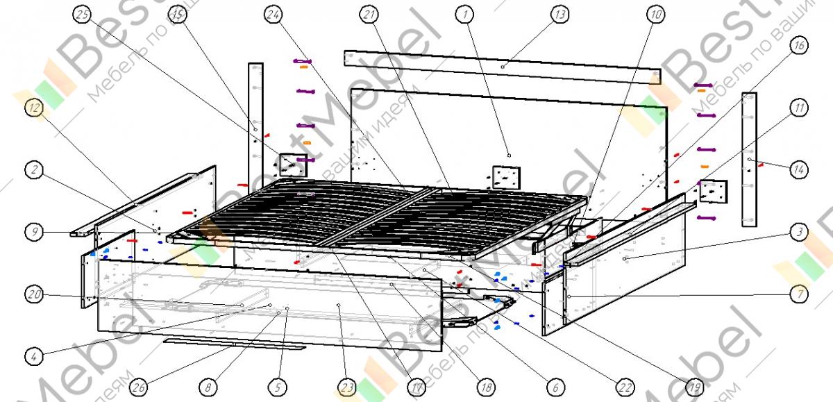 Много мебели схема сборки кровати