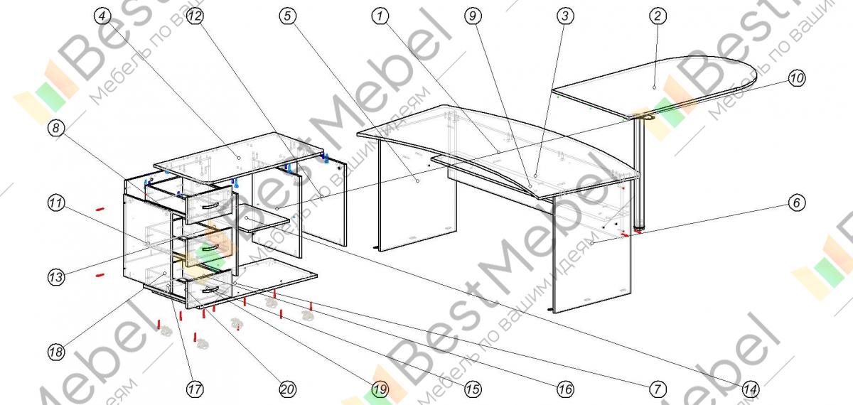 Компьютерный стол каспер схема фото Original-Mebel.ru