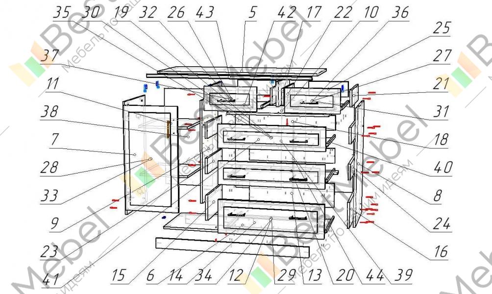 Комод Камелия-к, 5 ящ, 80х47x108 см, CBK - купить в интернет-магазине по низкой 