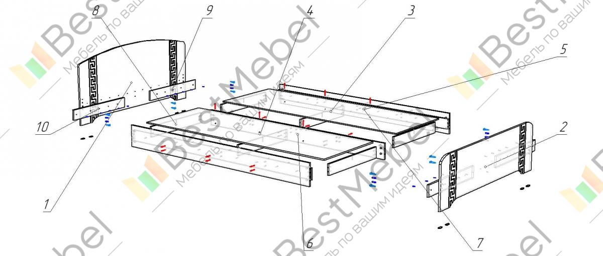 Схема сборки кровати карина 2