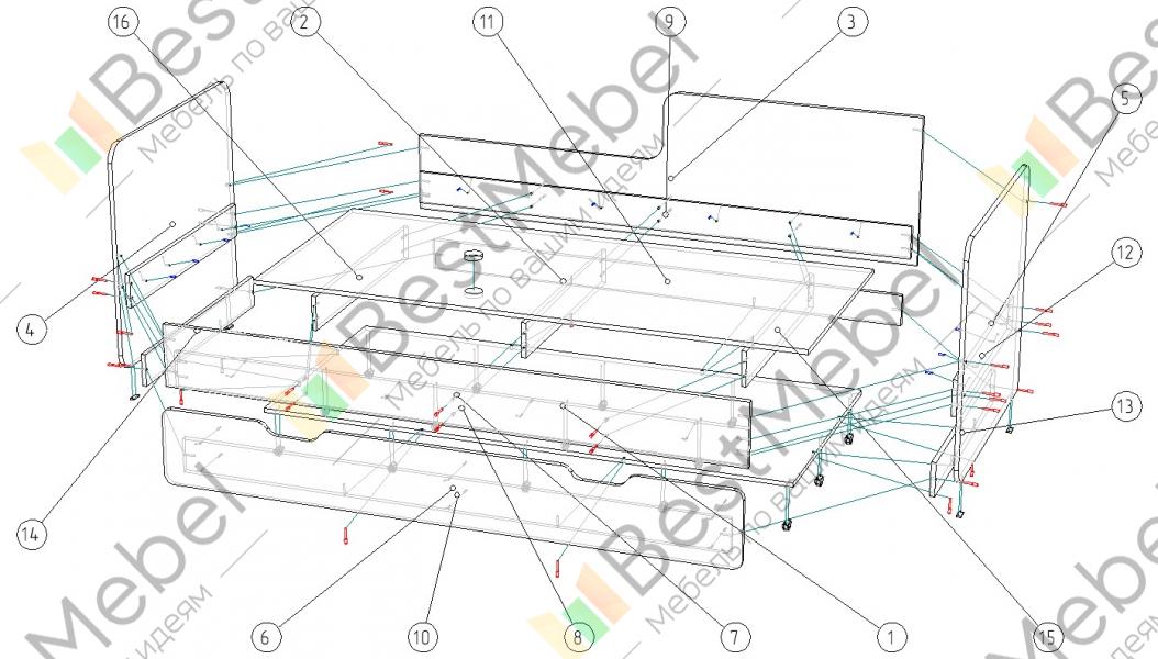 Кровать глория схема сборки